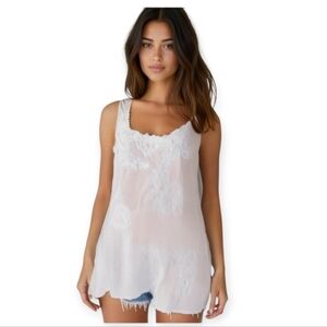Johnny Was Luxury Soft White Cupro Tank Flowy Boho Summer Top Size S